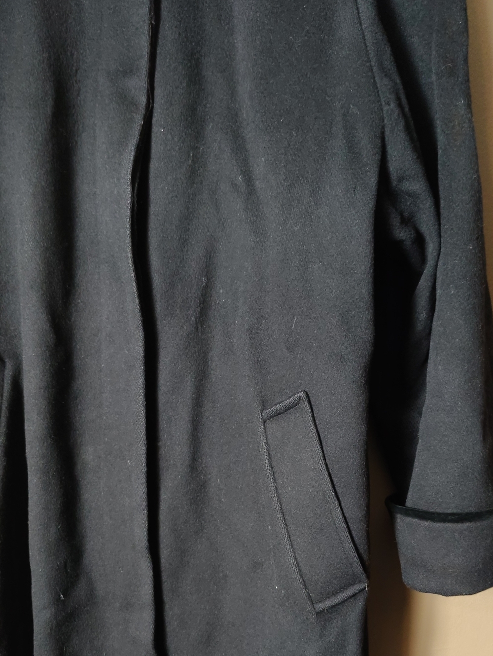 Forecaster Long Black Full Button Lined Wool Coat W Velour Collar Size 12 - Picture 4 of 9